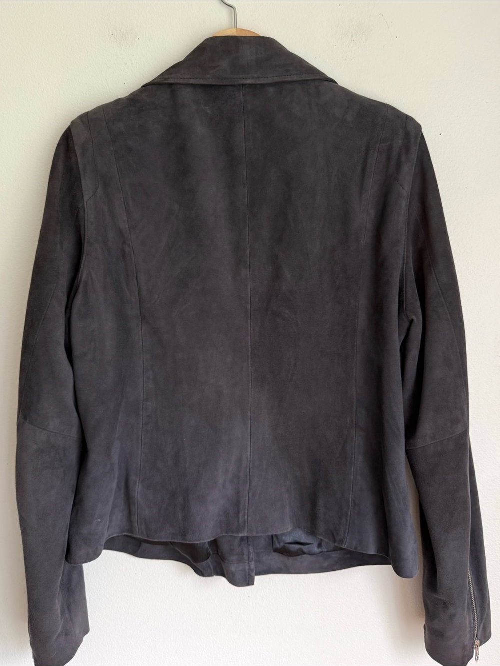 NWT Quince 100% Suede Biker Jacket in Charcoal Grey - Picture 11 of 13